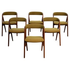 Set of Six Kai Kristiansen Teak A-Frame Dining Chairs in Teak 1950's Denmark