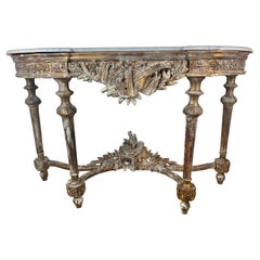19th C. French Giltwood Console with Marble Top