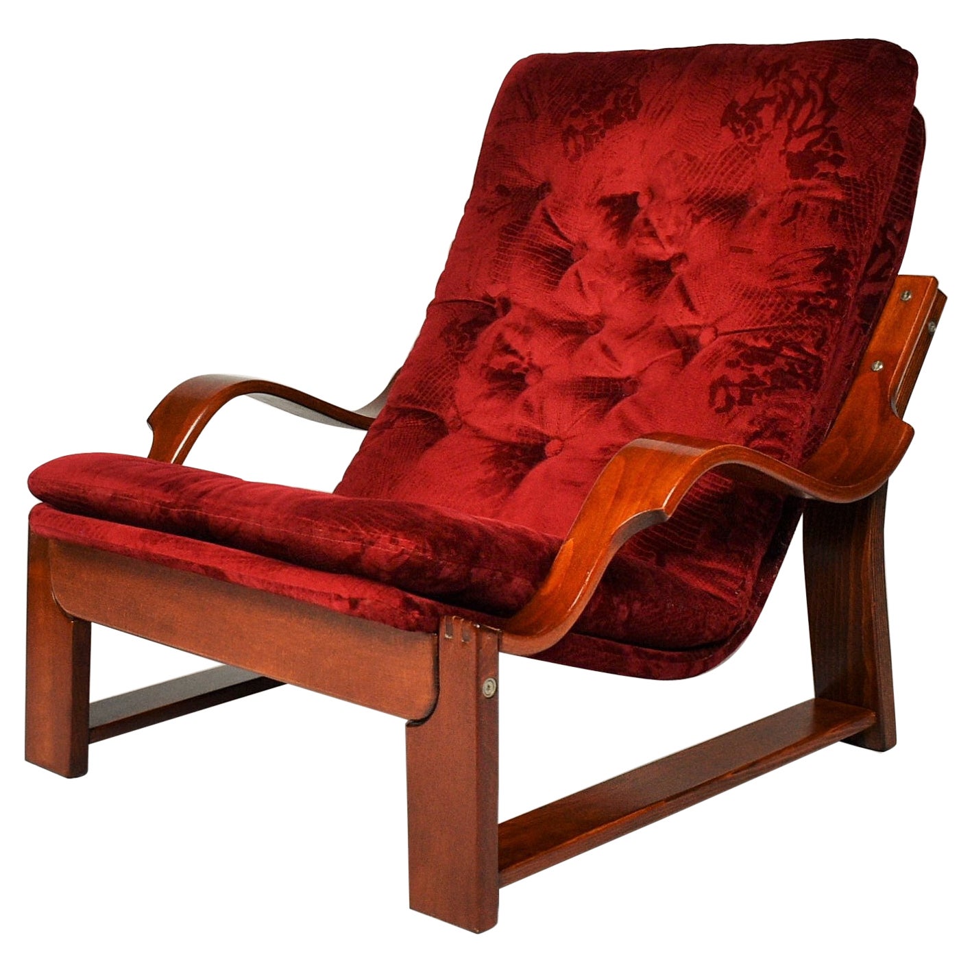 Set scandinavo di poltrona e tabouret, anni '60 in vendita