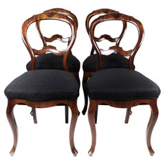 Set of Four Rococo Dining Room Chairs of Dark Wood, 1880