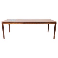 Coffee Table in Rosewood with Blue Tiles of Danish Design from the 1960s