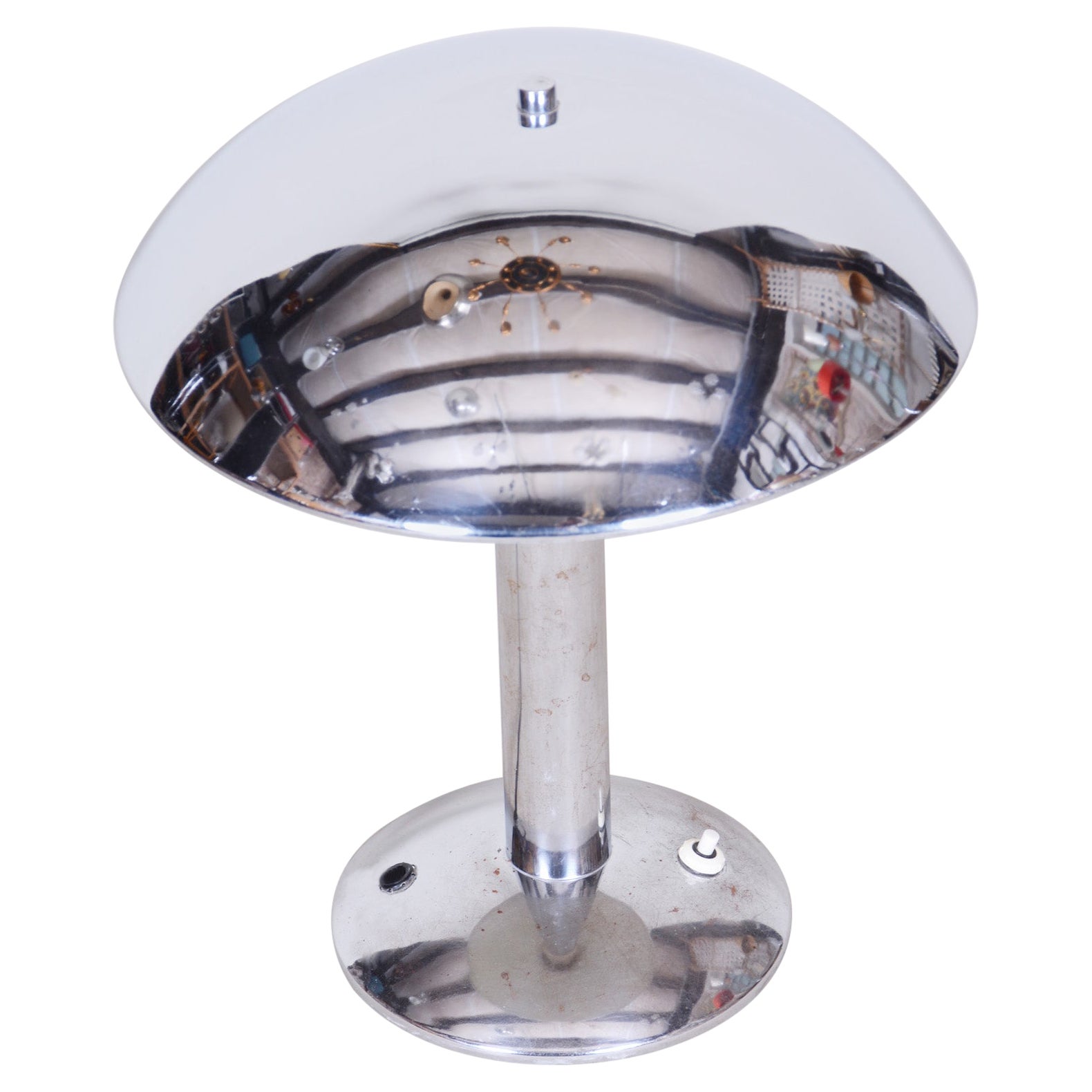Lampada da tavolo Bauhaus ceca cromata, condizioni originali ed elettrificata, anni '30