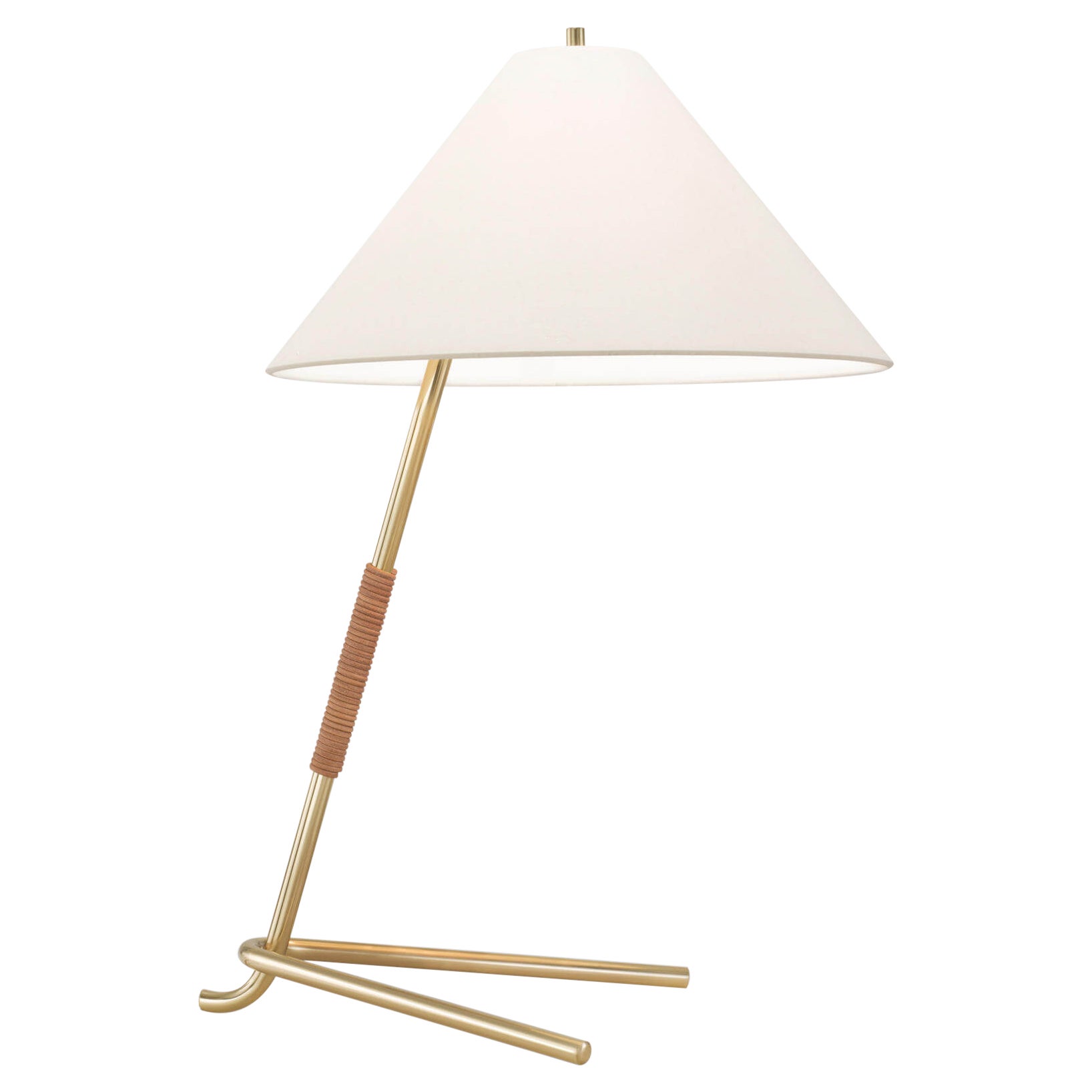Lampe de table Kalmar 'Hase TL' en laiton et cuir  en vente