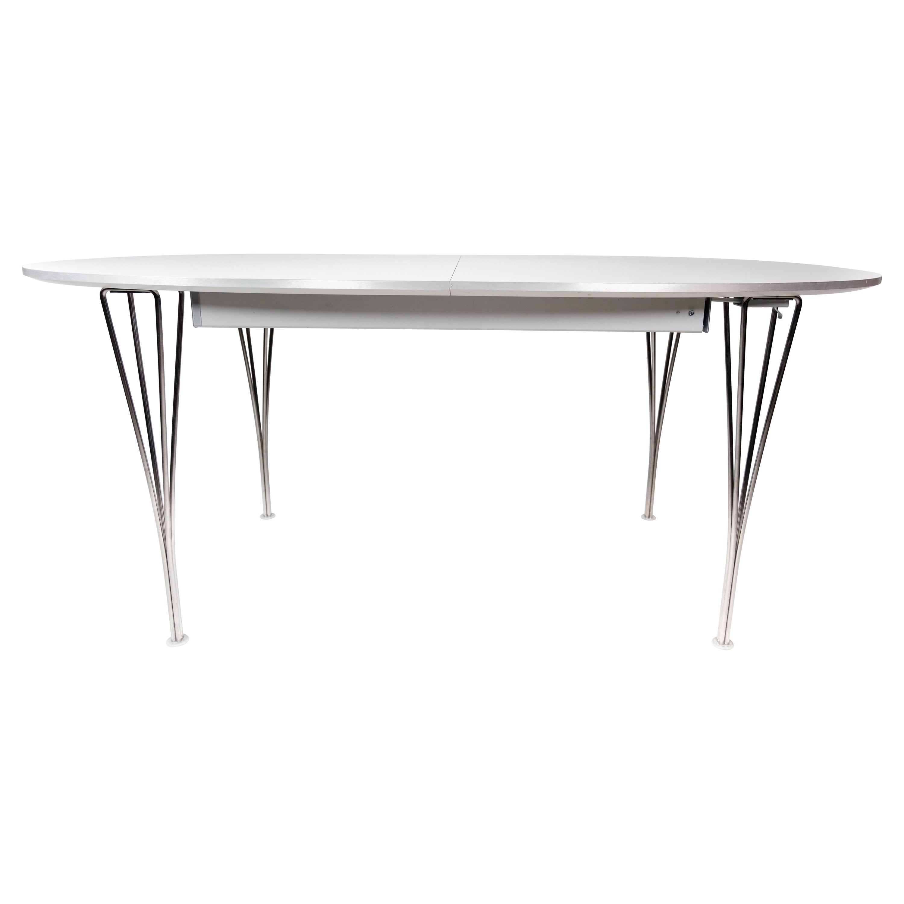 Superbe table de salle à manger Ellipse en stratifié blanc conçue par Piet Hein de 2011