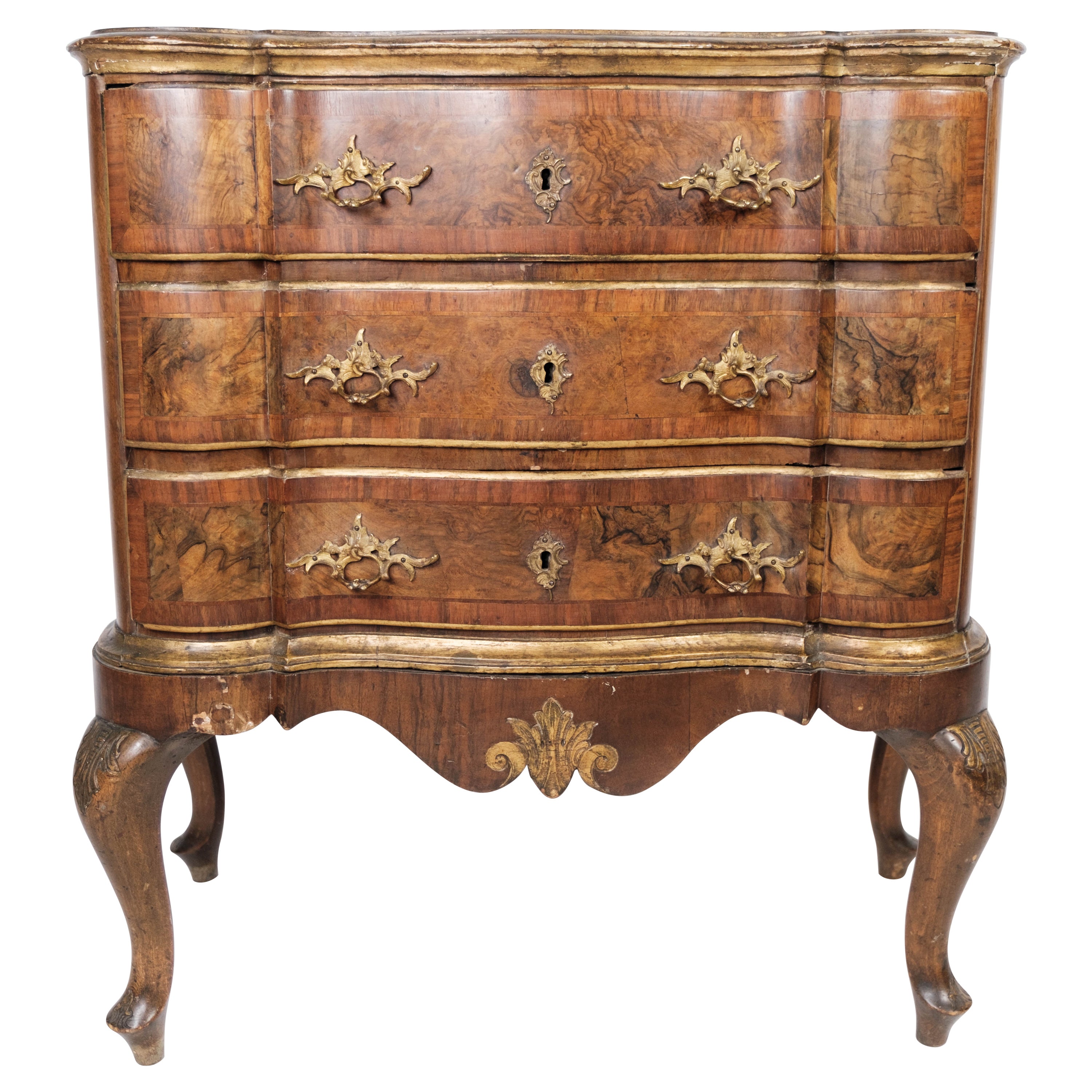 Rococo Chest of Drawers in Walnut from Southern Germany Around the 1780s For Sale