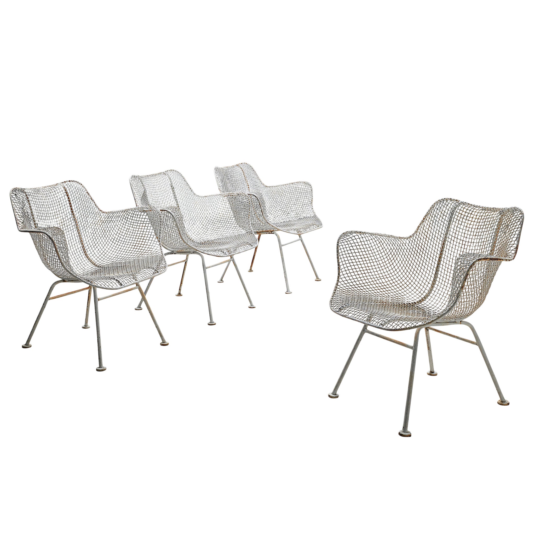 John Woodard Set of Four White 'Sculptura' Patio Chairs