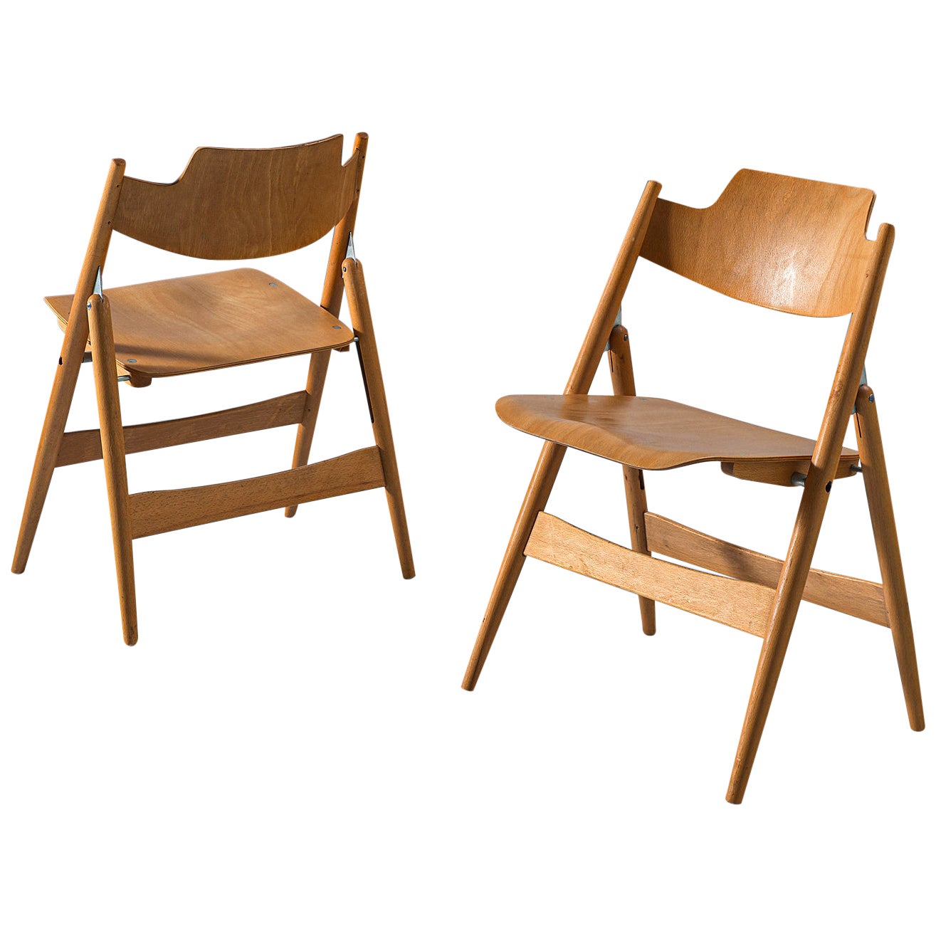 Egon Eiermann for Wilde & Spieth Folding Chairs in Beech