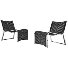 Retro Rossi di Albizzate Lounge Chairs in Leather and Chrome