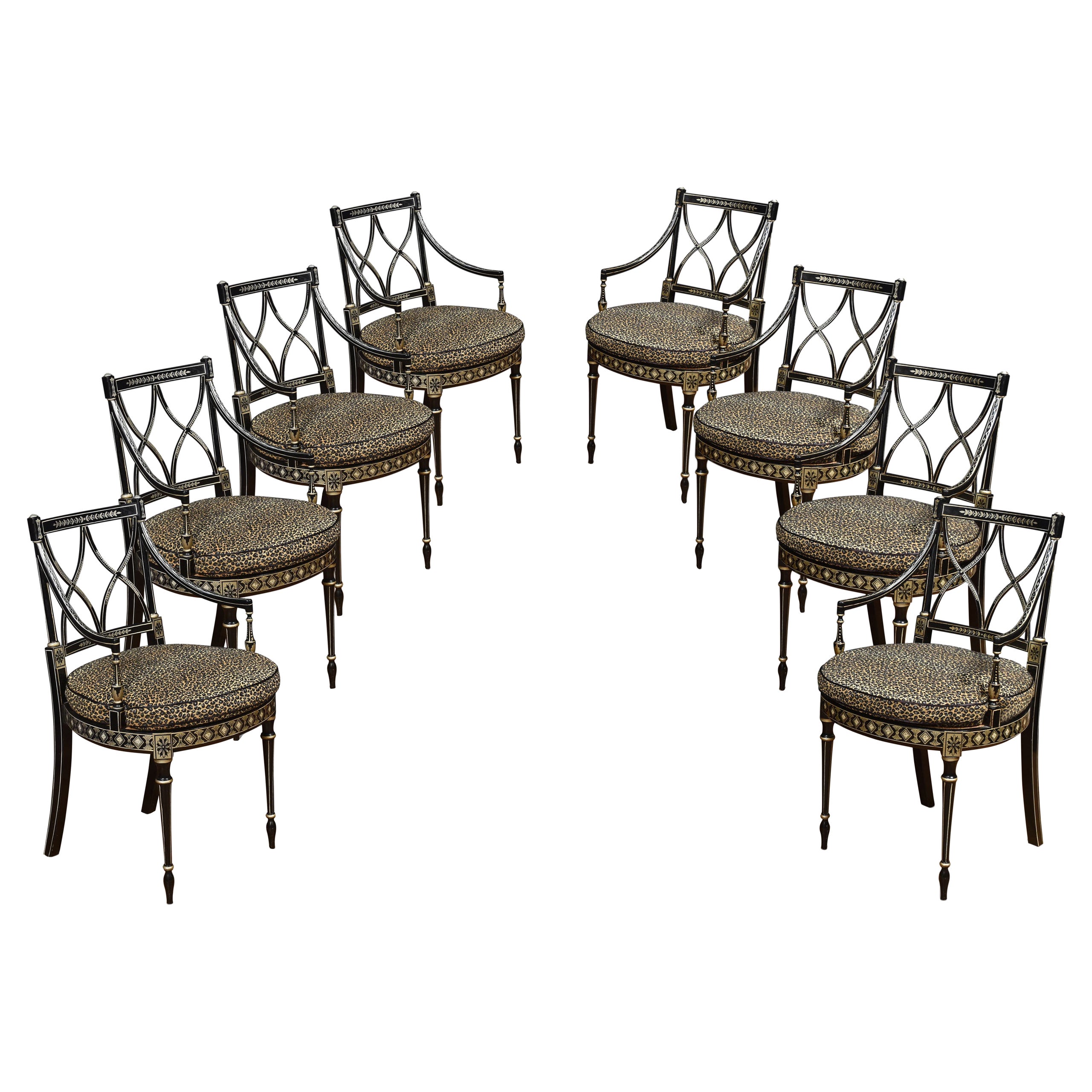 Set of Eight Regency Style Dining Chairs