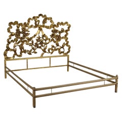 Vintage Double Bed Brass Metal Italy, 1950s