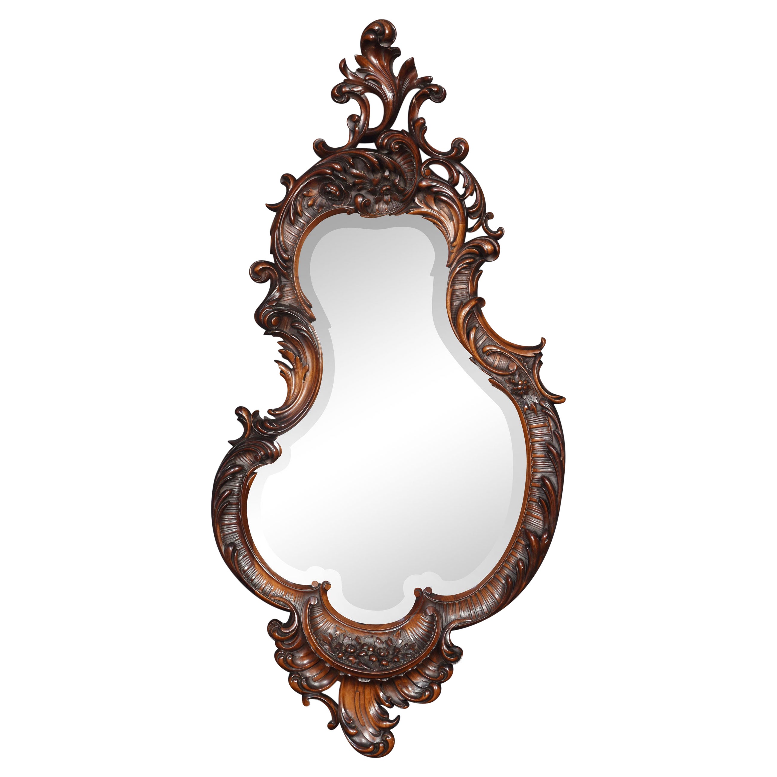 Rococo Revival Mahogany Wall Mirror For Sale