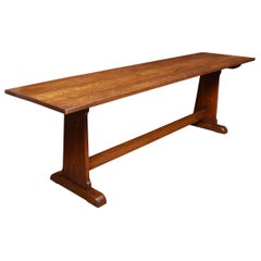 Antique Large Oak Plank Top Refectory Table