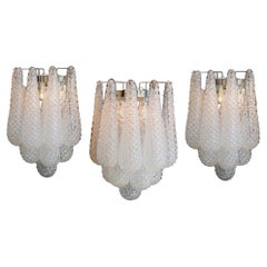 Trio of Italian Wall Sconces, Murano, 1970s