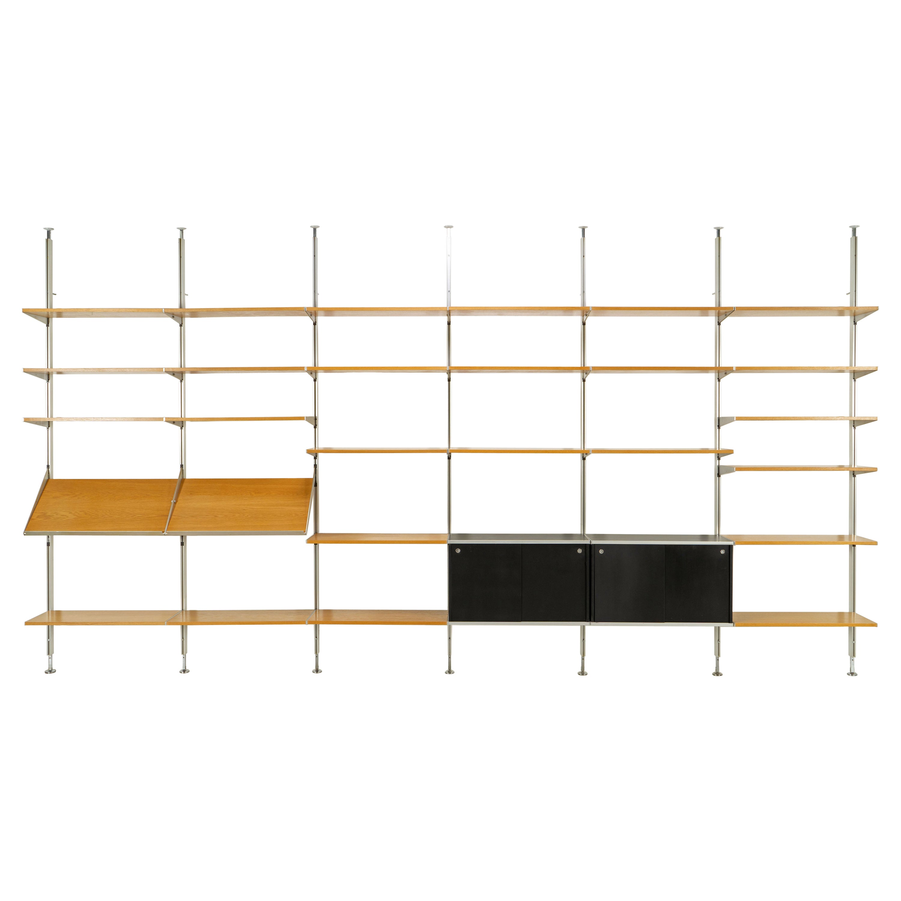 Mid Century Shelving System by George Nelson CSS for Herman Miller, 1960s, Oak For Sale