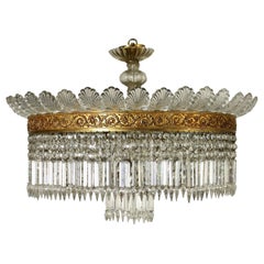 Baccarat Chandelier Empire Brass Glass Italy Early 20th Century