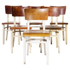 Chaise de salle à manger classique et élégante des années 1950 en bois courbé peint par Ton, ensemble de six pièces