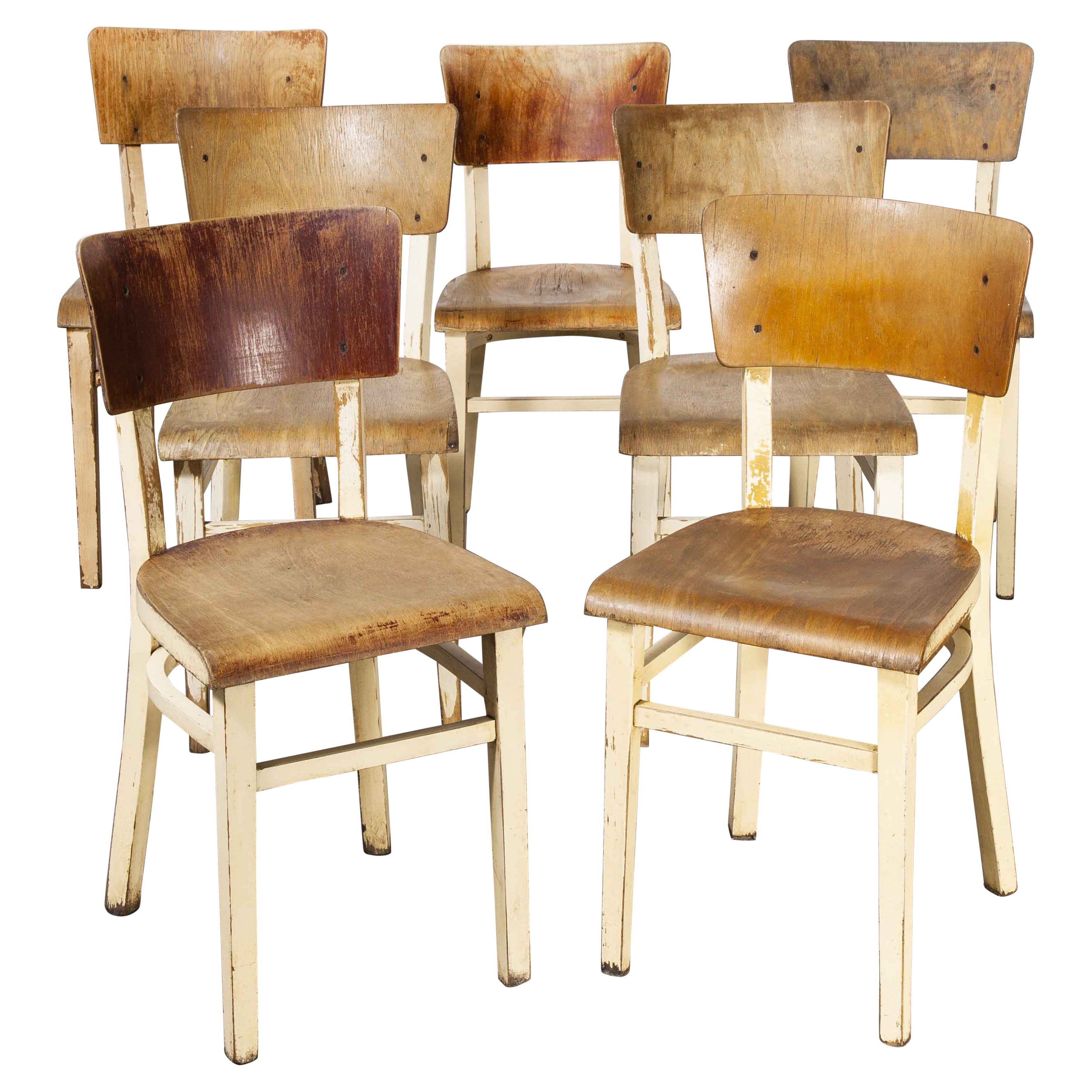 1950's Classic Elegant Bentwood Painted Dining Chair by Ton, Set of Seven For Sale