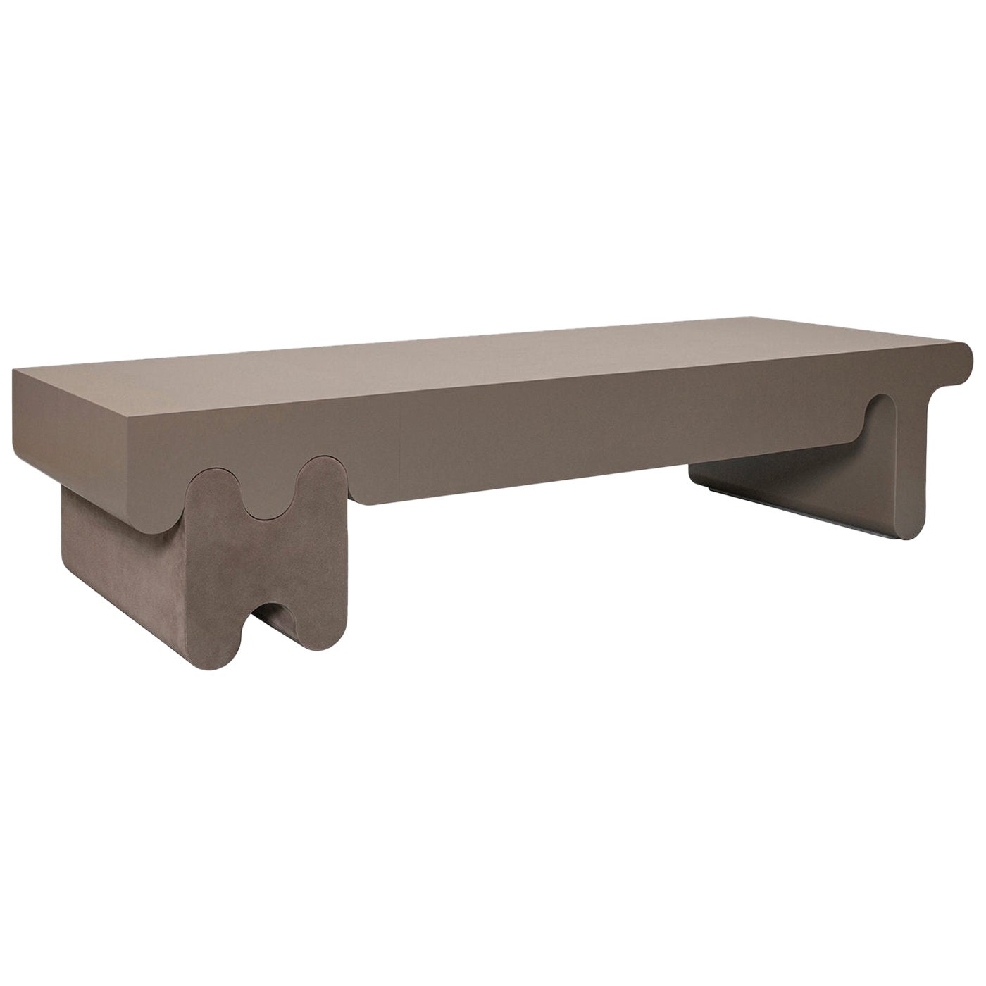 Contemporary Leather Coffee Table, Ossicle by Francesco Balzano for Giobagnara For Sale
