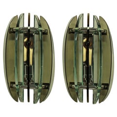 Pair of Colored Glass Wall Lights by Veca