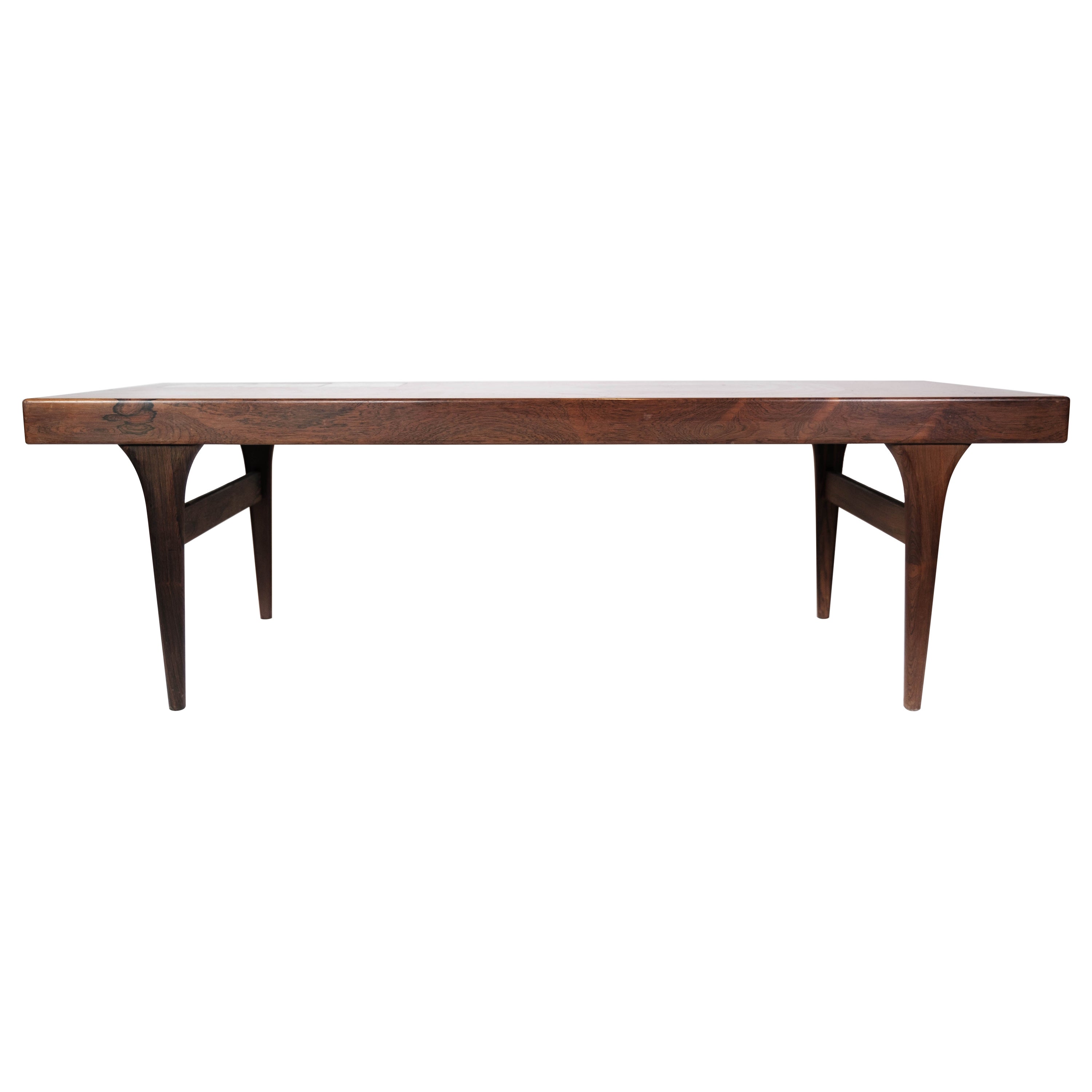 Coffee Table Made In Rosewood With Blue Tiles by Johannes Andersen From 1960s For Sale