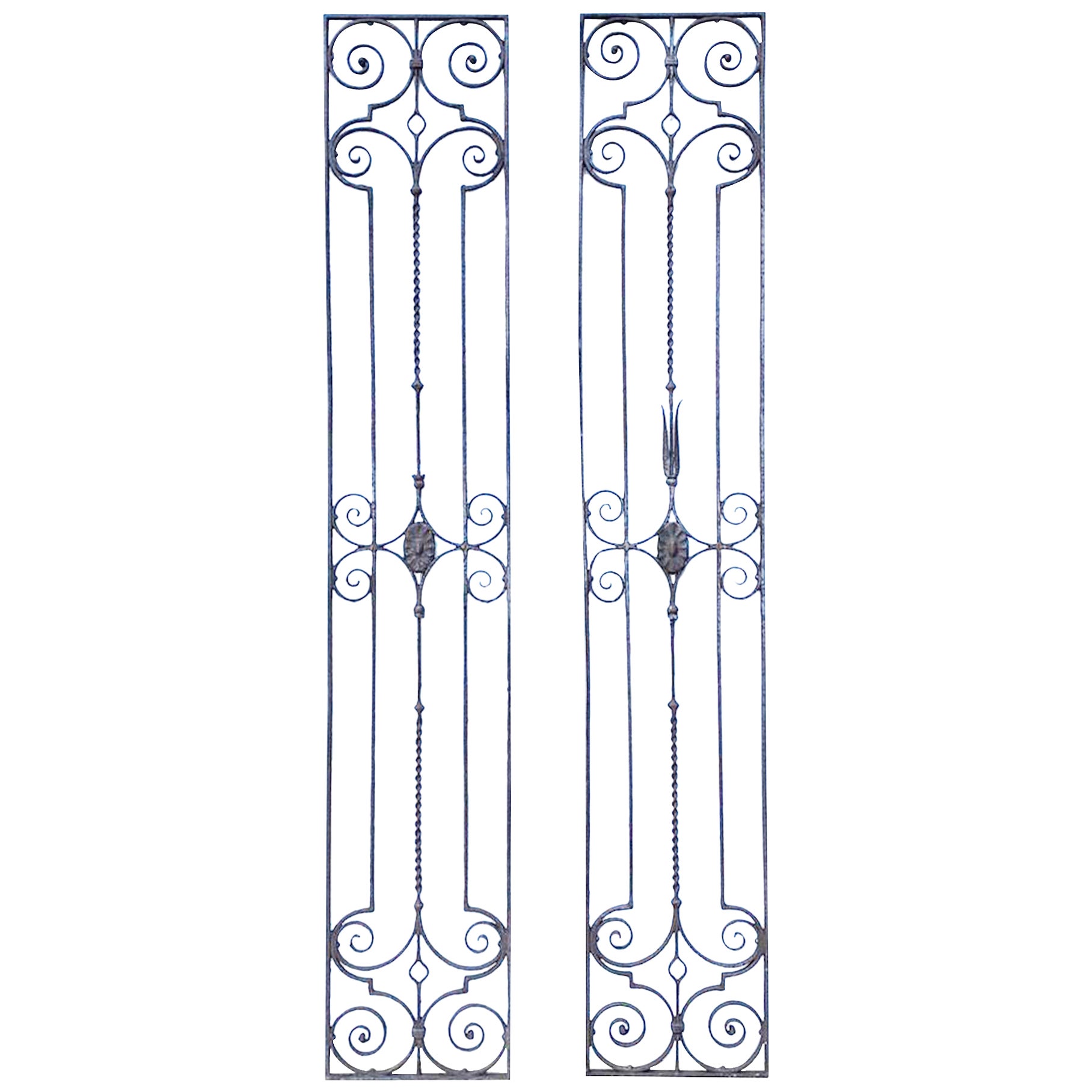 Pair of Heavy Gauge Cast and Wrought Iron Fence Sections For Sale at