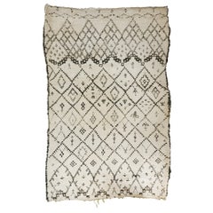 Mid-Century Modern Moroccan Rug in Ivory and Brown Wool, 1990s