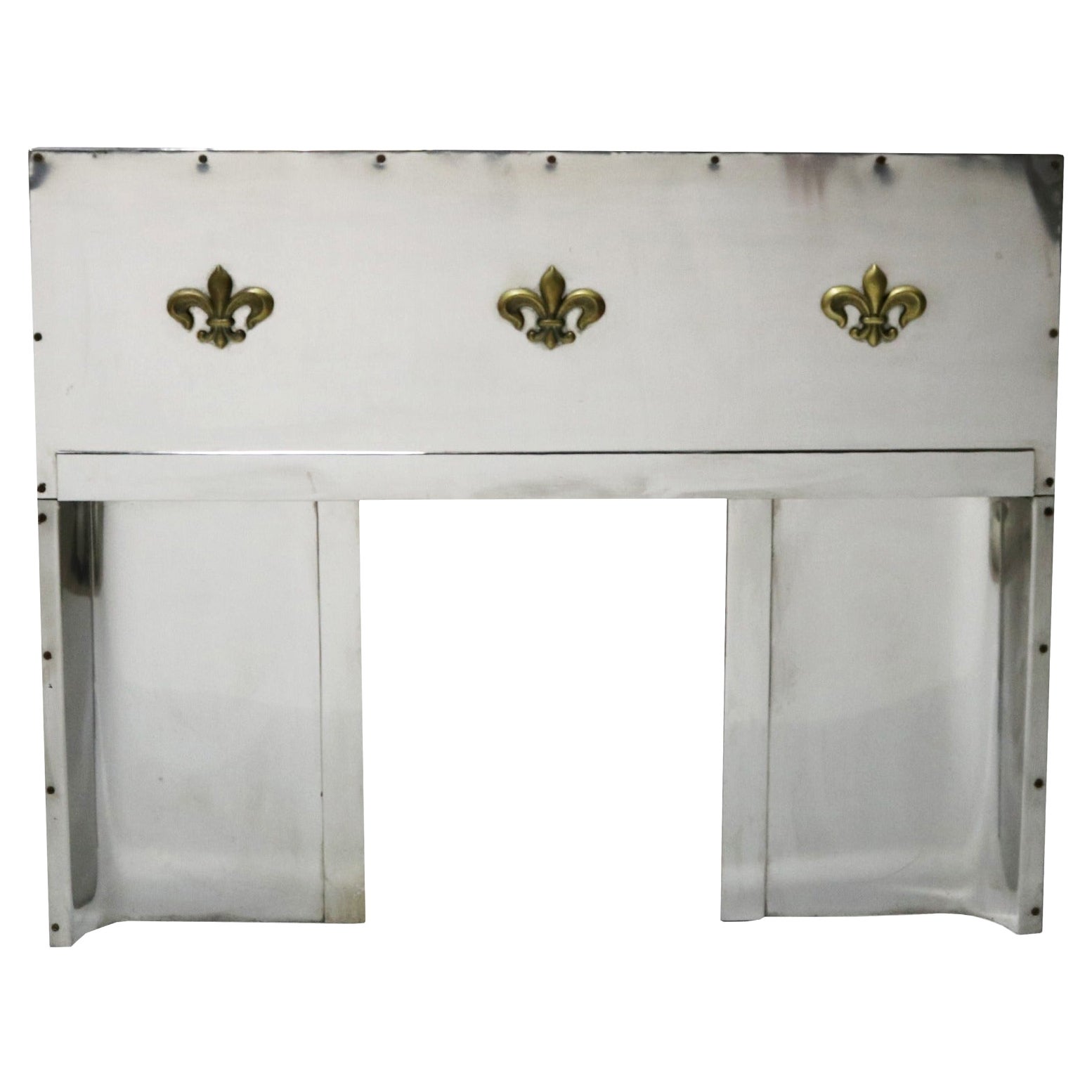 Stainless Steel Art Deco Fireplace Insert For Sale