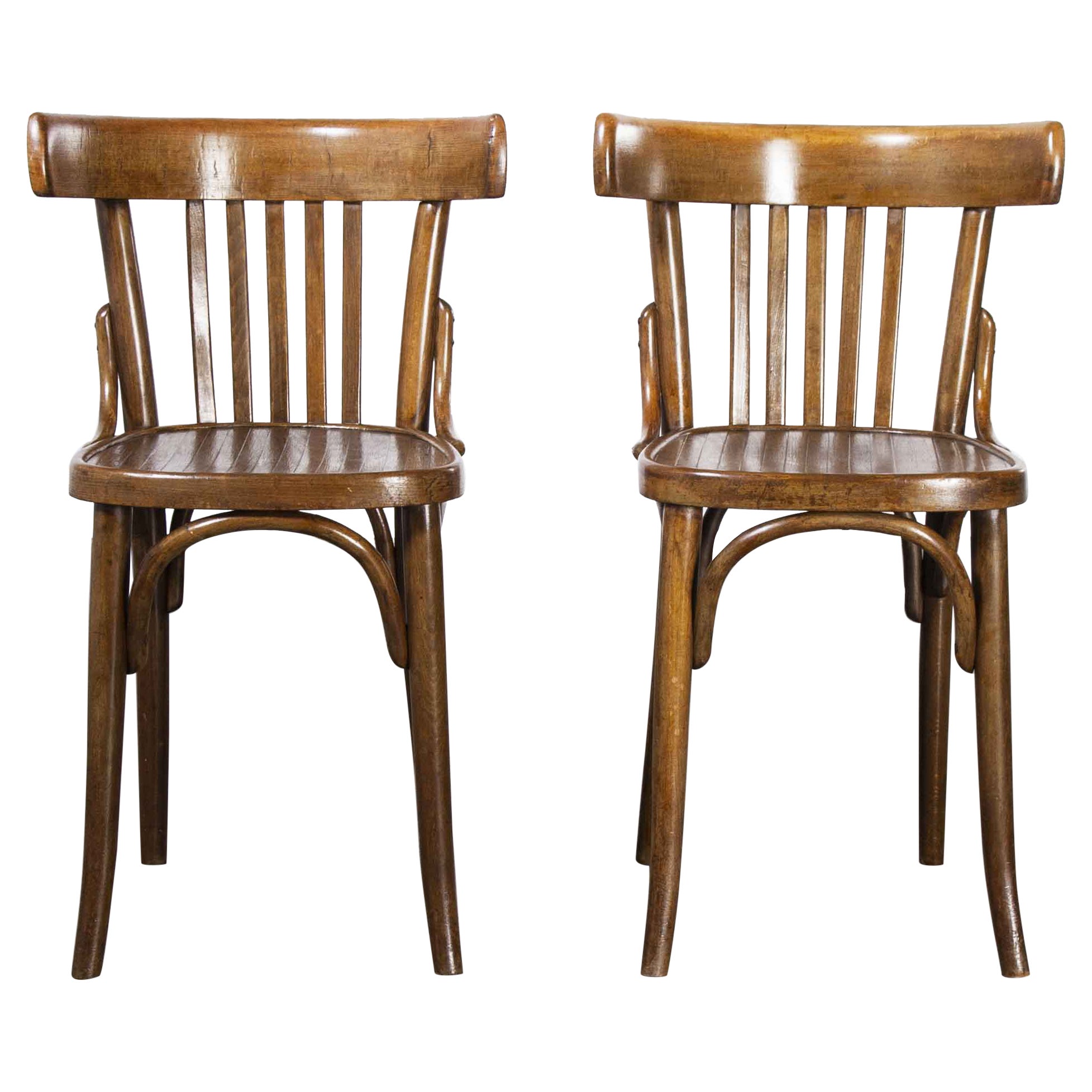 1950's Pair of Bentwood Dining Chairs, Dark Walnut