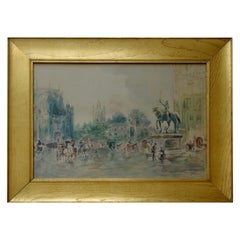 Paolo Sala, Parliament Square in London, Signed Watercolor on Paper
