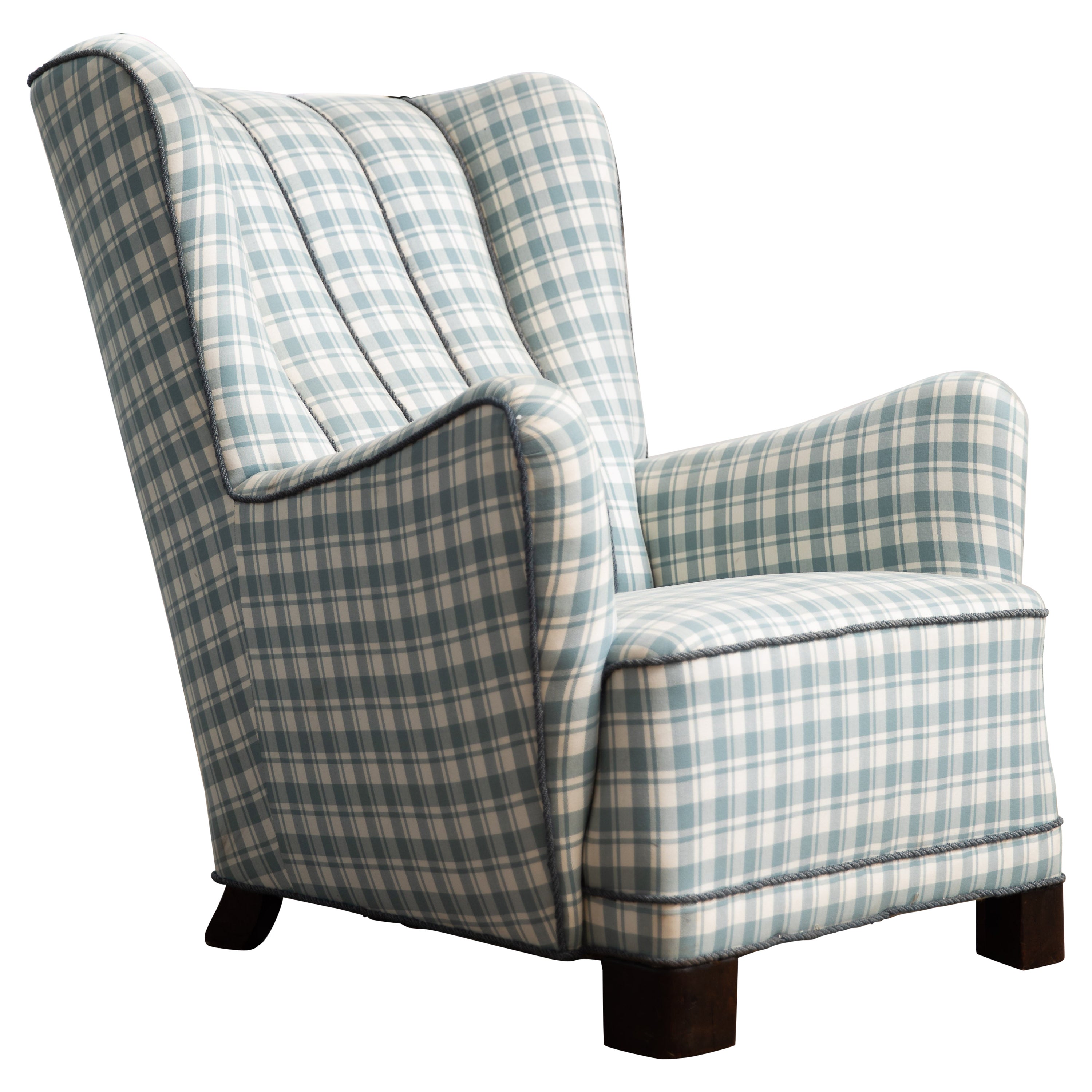 Danish 1940's High Back Lounge Chair in Style of Fritz Hansen Model 1672