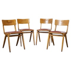 1950's Red Upholstered Bistro Chairs, Set of Four