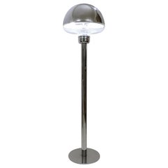 Used Mid-Century Italian Glass and Chrome Floor Lamp, 1970s