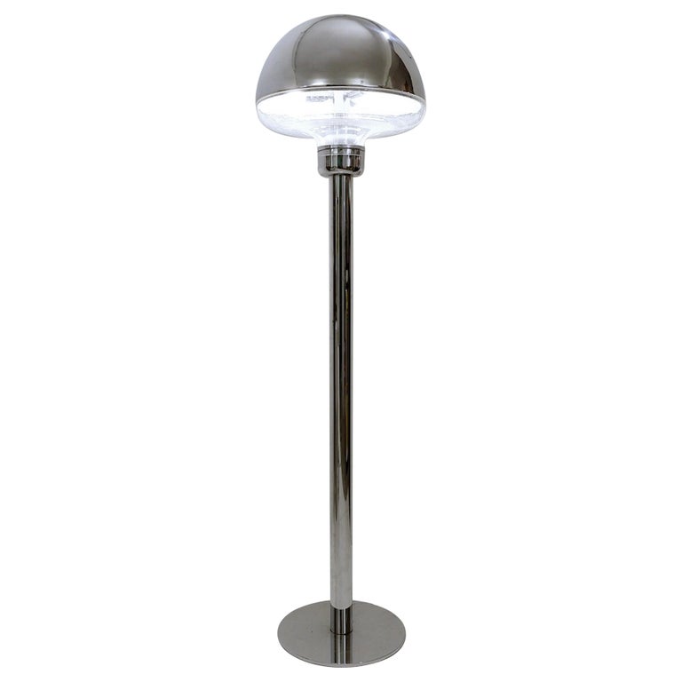 Mid-Century Italian Glass and Chrome Floor Lamp, 1970s For Sale at 1stDibs