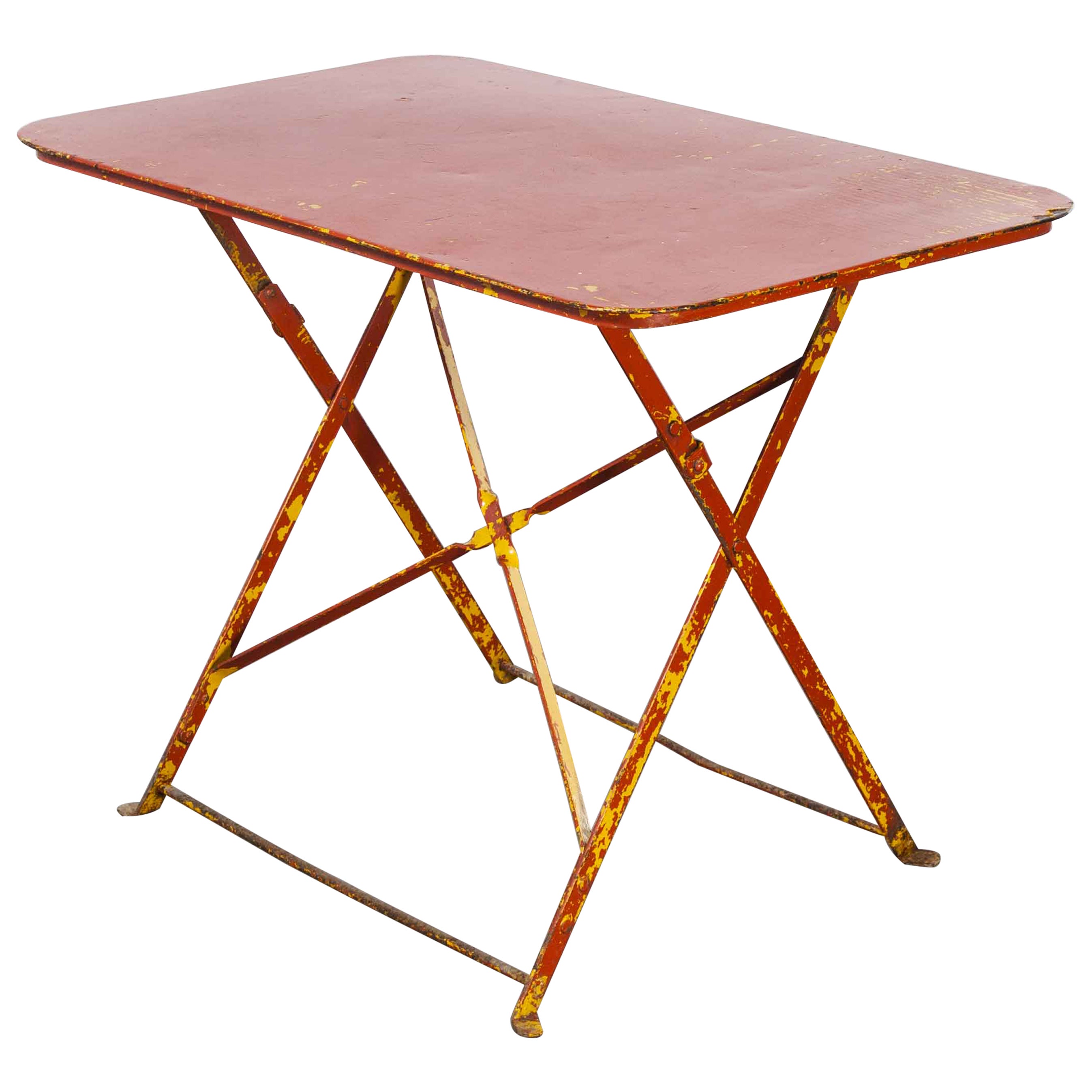 1950's French Folding Metal Outoor Table, Red