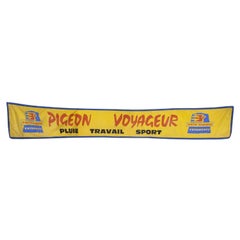 Vintage 1950's Yellow Canvas Advertising Banner, Pigeon Voyageur