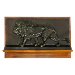 French Antique Bronze Sculpture Bas-Relief "Lion of the Zodiac" by Antoine-Louis