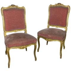Pair of French 19th Century Louis XV Style Side Chairs