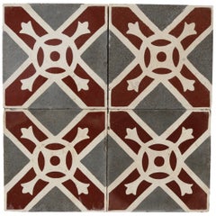 Antique Reclaimed Encaustic Floor Tiles with Pattern