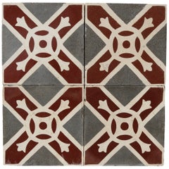 Antique Reclaimed Encaustic Floor Tiles with Pattern