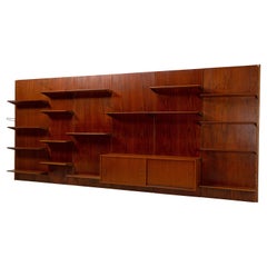 Vintage Large Wall Unit / Bookcase by Finn Juhl BO71 for Bovirke, Denmark, Teak Brass