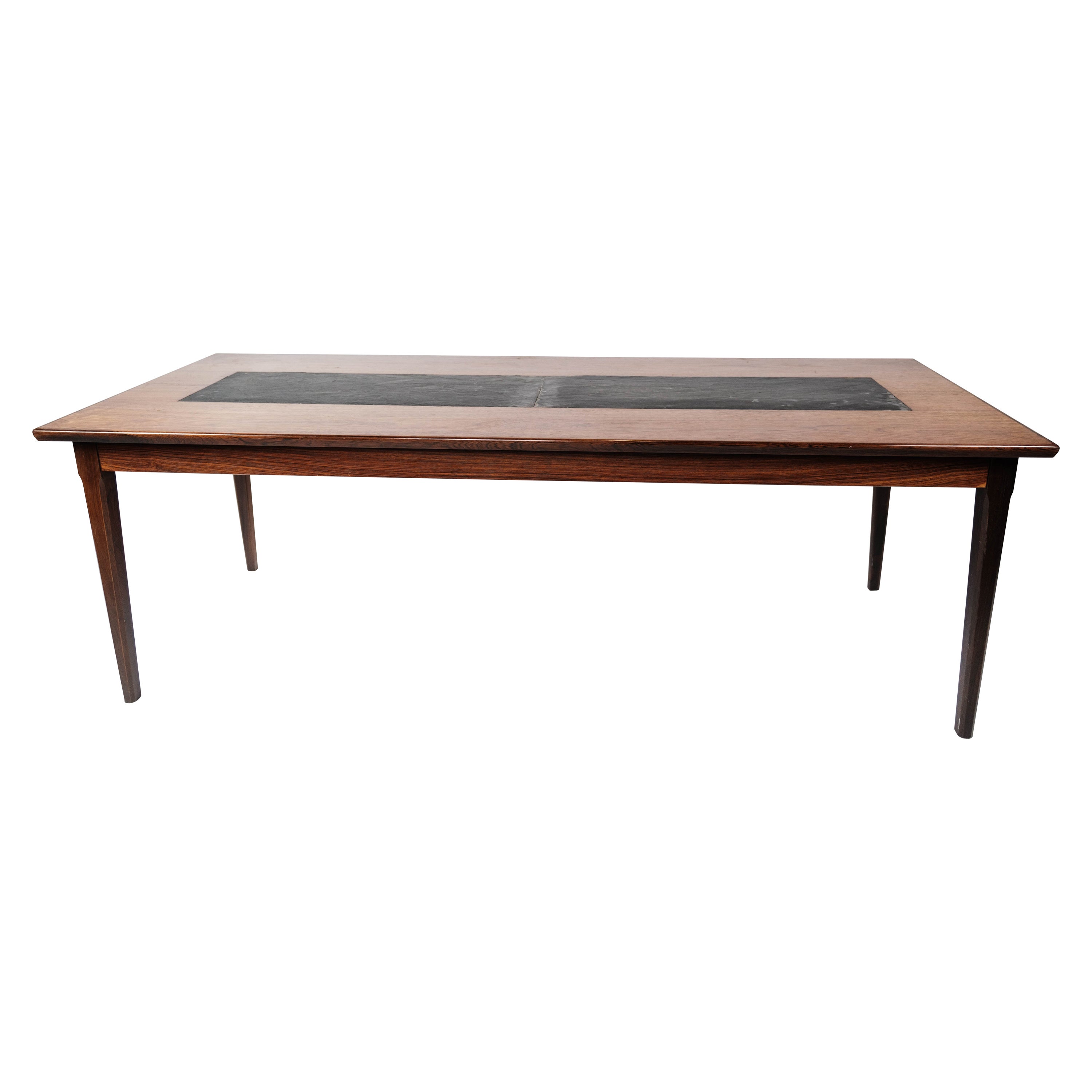 Coffee Table Made In Rosewood & Black Slate From 1960s