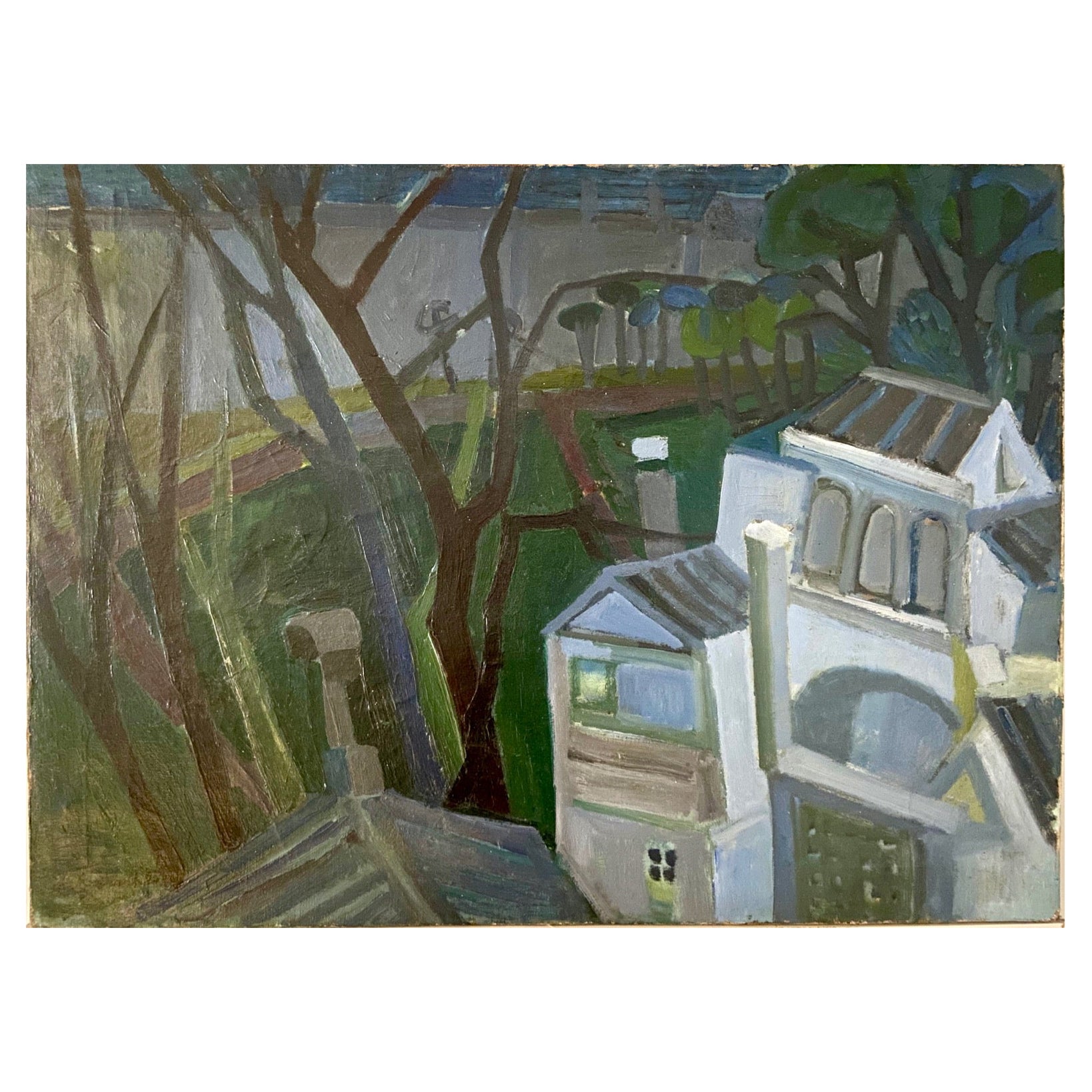 M. Gouirand, house in landscape, oil on canvas, 1955