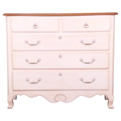 Retro Ethan Allen French Provincial Louis XV White Lacquered Maple Chest of Drawers