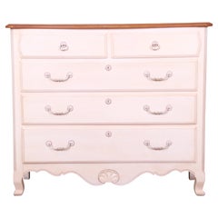 Ethan Allen French Provincial Louis XV White Lacquered Maple Chest of Drawers