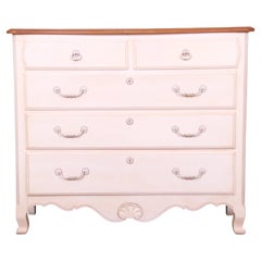 Ethan Allen French Provincial Louis XV White Lacquered Maple Chest of Drawers