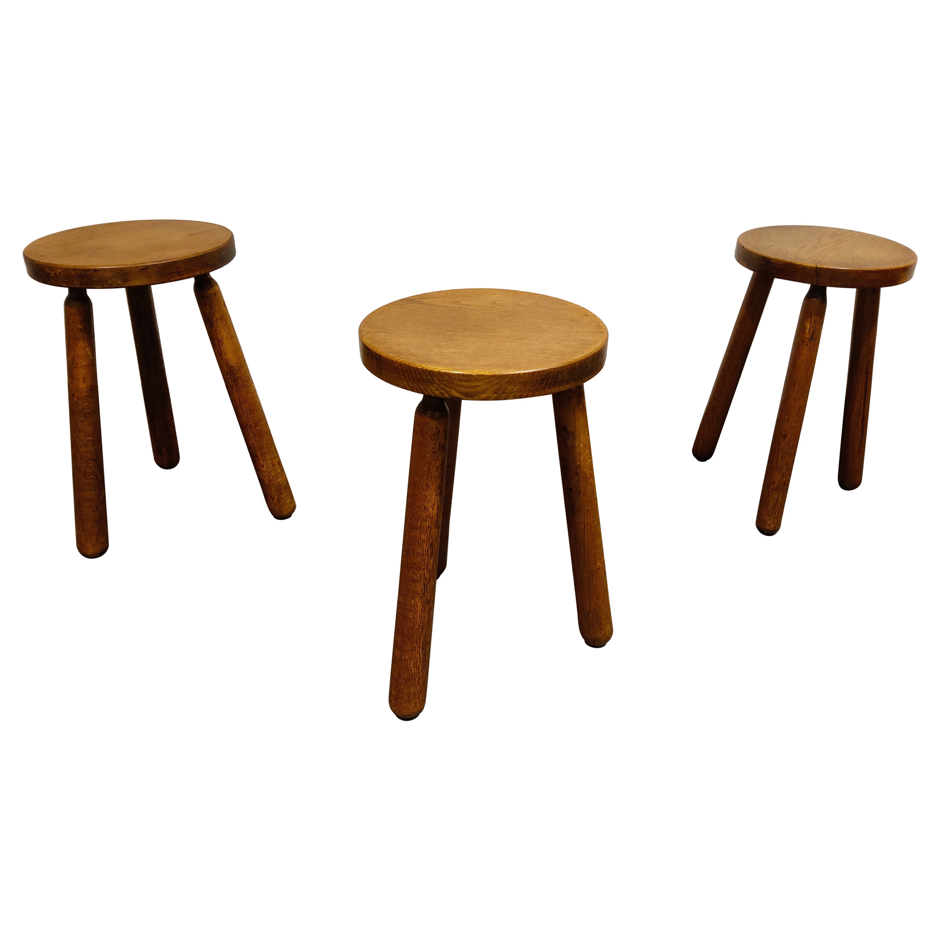 Vintage Wooden Tripod Stools, 1960s