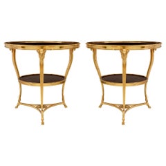 Pair of French 19th Century Louis XVI St. Ormolu and Marble Guéridon Tables