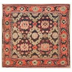 Antique Wool, Silk and Cotton Indian Agra Rug. Size: 2 ft 3 in x 2 ft 3 in  