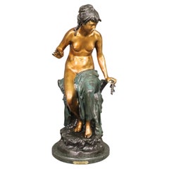 Solid Bronze Signed Statue of a Nude Woman 