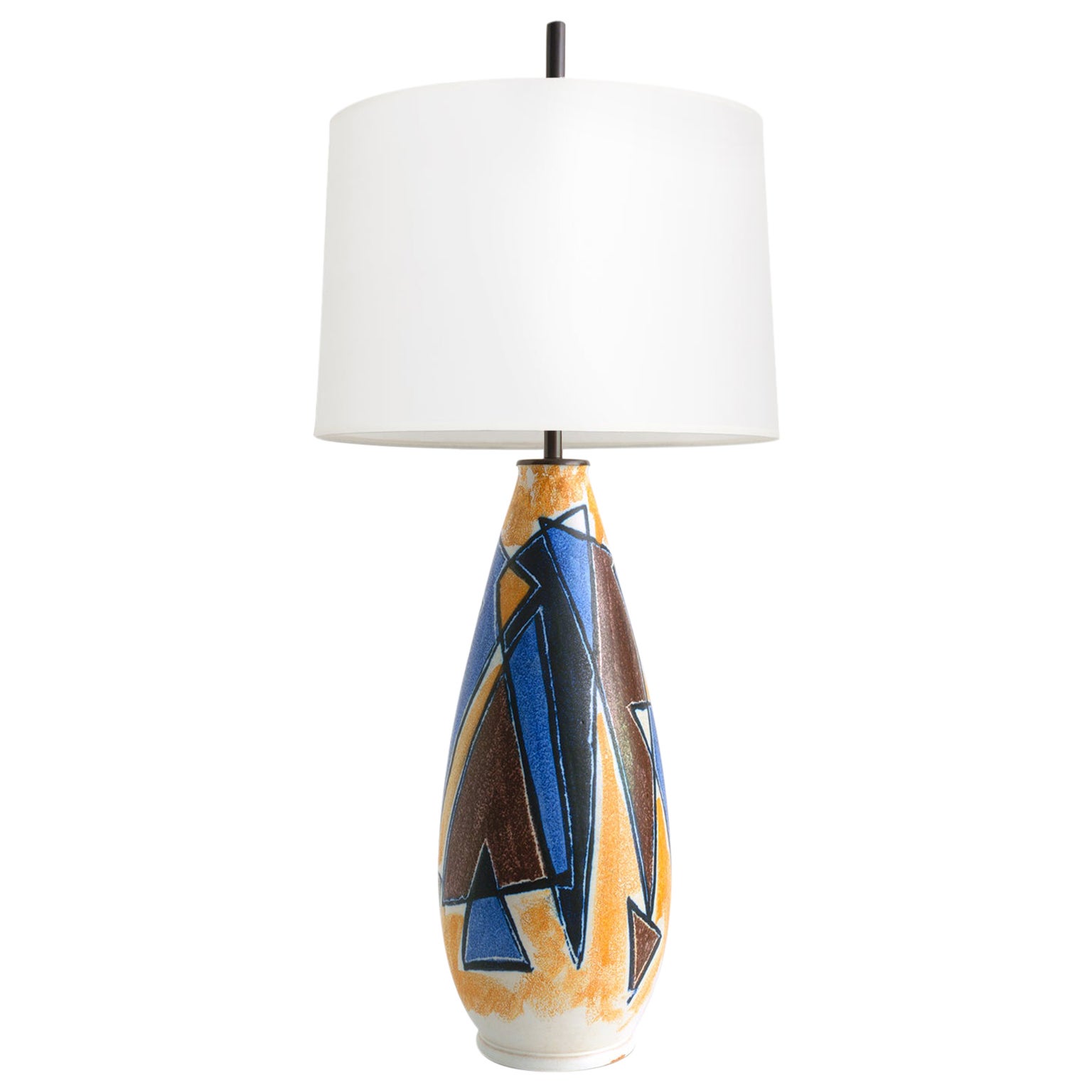 Scandinavian Modern Ceramic Lamp with Abstract Design Mette Doller for Hoganas For Sale